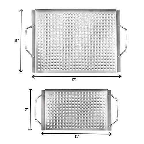 Outset 76630 Stainless Steel Grill Topper Grid, Set of 2, 11"x7" and 11"x17" - CookCave