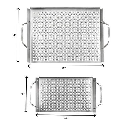 Outset 76630 Stainless Steel Grill Topper Grid, Set of 2, 11"x7" and 11"x17" - CookCave