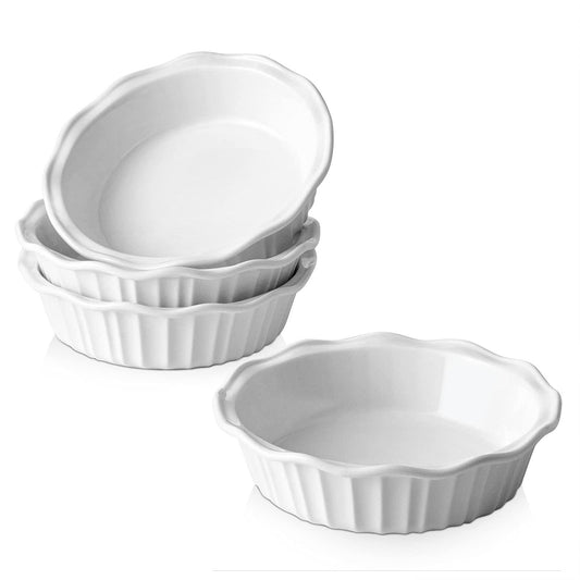 LIFVER Ceramic Pie Pans for Baking 6 Inches, Set of 4 Pie Dish, Pie Plate for Dessert Kitchen, Round Baking Deep Dish Pan for Dinner, Oven, Freezer, & Microwave Safe, 11.6 Ounce - CookCave