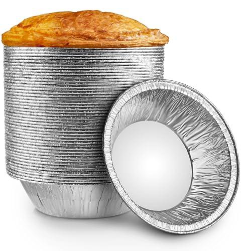 DOBI 5" Pie Pans [50-pack] - HEAVY-DUTY Disposable Aluminum Foil Pie tins, Individual-Portion-Size Pie Plates - CookCave