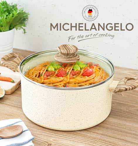 MICHELANGELO 5 Quart Stock Pot with Lid, Nonstick Soup Pot with Lid, Induction Cooking Pot White Granite, Non Stick Pot with Stay-cool Handle, 5 Quart Nonstick Pot for Cooking - CookCave