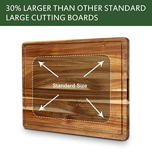Extra Large Acacia Wood Cutting Board for Kitchen, 24 x 18 Inch Large Butcher Block Chopping Board with Juice Groove, Thick Wood Cutting Boards Carving Board for Turkey Meat Vegetables BBQ - CookCave