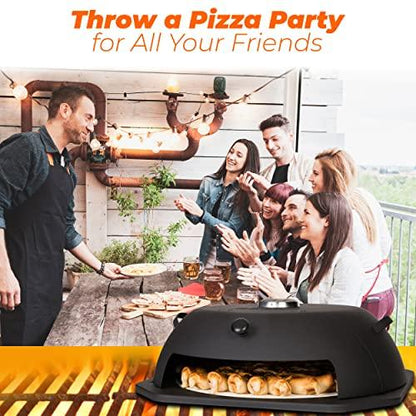 HeatGuard Pro Geras Pizza Oven for Grill - Grill Top Pizza Maker for Outside - 15" Pizza Stone, Pizza Peel Kit - Outdoor Portable Backyard BBQ Pizzas Maker Charcoal Grill, Pellet, Propane Gas Wood - CookCave