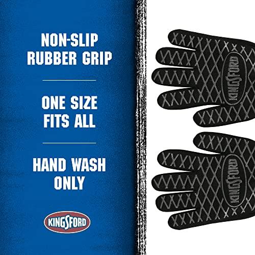 Kingsford Extreme Heat BBQ Grill Gloves, 2 Count | Heat Resistant Barbecue Gloves | The Ultimate Heat Barrier Silicone Grilling Gloves with Anti-Slip Safe Grip, Black, 1 Size Fits All - CookCave