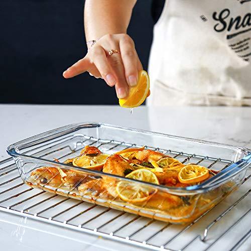 8-Piece Deep Glass Baking Dish Set with Plastic lids,Rectangular Glass Bakeware Set with Lids, Baking Pans for Lasagna, Leftovers, Cooking, Kitchen, Freezer-to-Oven and Dishwasher, Gray - CookCave
