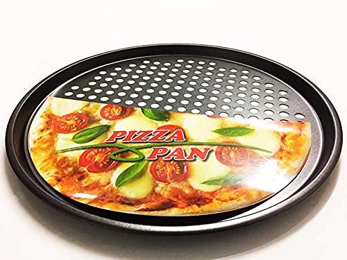 Pizza Pan with holes -Nonstick Carbon Steel Pizza Pan, Pizza pans，Pizza Tray Bakeware Perforated Round For Home Kitchen - PROFESSIONAL CLASS 32.5CM Diameter 12 3/4" INCHES with Fast Crisp Technology - CookCave