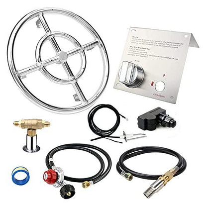 Uniflasy 12" Fire Pit Ring Burner Kit, Stainless Steel Propane Gas Firepit Ring Kit with Spark Ignition, Control Knob and Propane Hose Installation Kit for Indoor&Outdoor Fireplaces DIY Burner Kit - CookCave