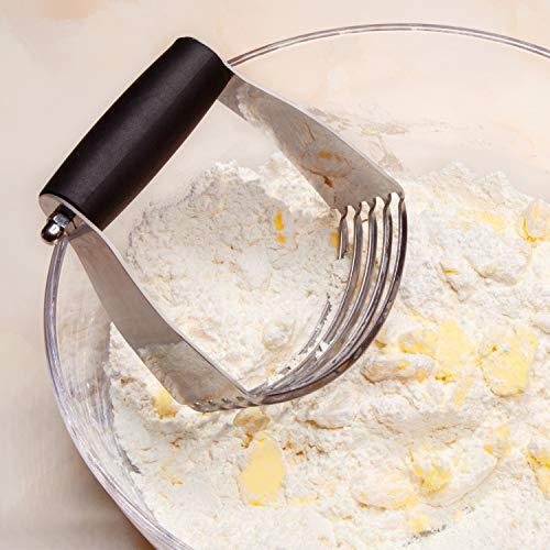 ALLTOP Pastry Shortening Blender Cutter,Stainless Steel Dough Masher for Butter, Biscuit,Baking, Kneading,Dough, Flakier and Fluffier Pie Crusts, Almond - Hand Kitchen Tool (1, Black) - CookCave