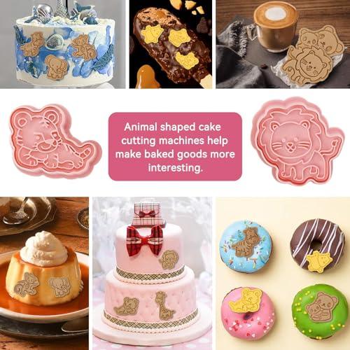 8Pcs Animal Cookie Cutters With Plunger Stamps Set, 3D Animal Shape Cookie Cutters Embossing Cutter for Biscuit Fondant Cheese Baking Molds - CookCave