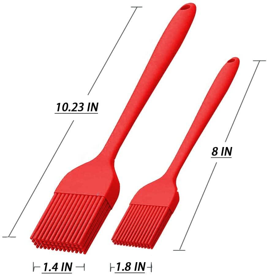 Alljewelrysupplies Silicone Basting Brush Set of Two Heat Resistant Long Handle Pastry Brush for Grilling, Baking, BBQ and Cooking (Red), 8 and 10 Inch - CookCave