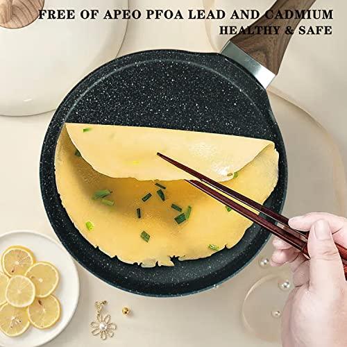 LECOOKING Nonstick Crepe Pan, 8.5 Inch Griddle Pan, Fry Pans for Cooking Eggs, Omelettes, and More - Non-Stick Marble Coating Skillet Induction Compatible - CookCave