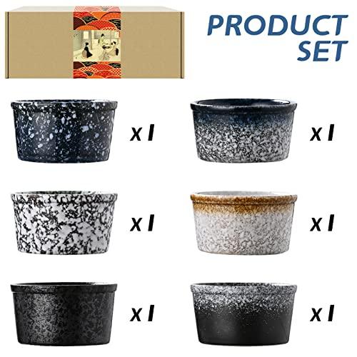 Artcome 5oz 6Pcs Ceramic Ramekin Set - for Pudding, Creme Brulee, Lava Cakes, Custard Cups, Souffle, Porcelain Dipping Sauce Bowls, Japanese Pudding Cup, Dishwasher Microwave and Oven Safe - CookCave