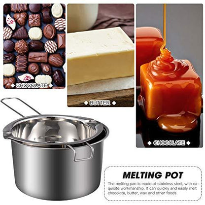 SEWACC Double Boiler Pot 2 Pack Double Boiler Pot Set Chocolate Melting Pot with Stainless Steel Boiling Water Pot for Melting Chocolate Candy Candle Soap Wax (400ml) Stainless Steel Chocolate Pot - CookCave