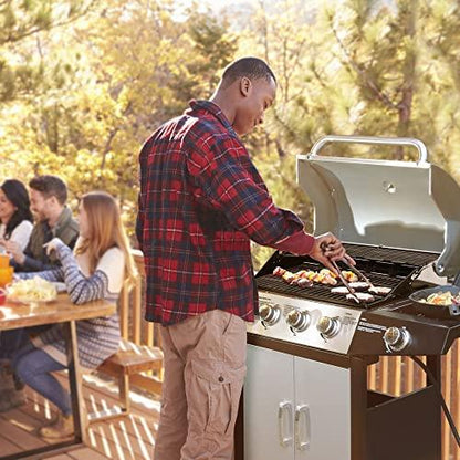 MASTER COOK Gas Grill, BBQ 4-Burner Cabinet Style Grill Propane with Side Burner, Stainless Steel - CookCave