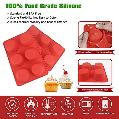 SILIVO Silicone Jumbo Muffin Pans Nonstick 6 Cup(2 Pack) - 3.5 inch Large Cupcake Pan - Silicone Baking Molds for Homemade Muffins and Cupcakes - 6 Cup Muffin Tin - CookCave