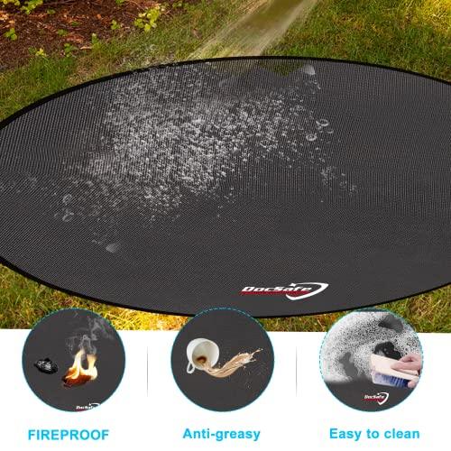 DocSafe 38" Round Under Grill Mat,4 Layers Fire Pit Mat Protect Mat,Fireproof Mat Fire Pit Pad for Deck Patio Grass Outdoor Wood Burning Fire Pit and BBQ Smoker,Portable Reusable and Waterproof,Black - CookCave