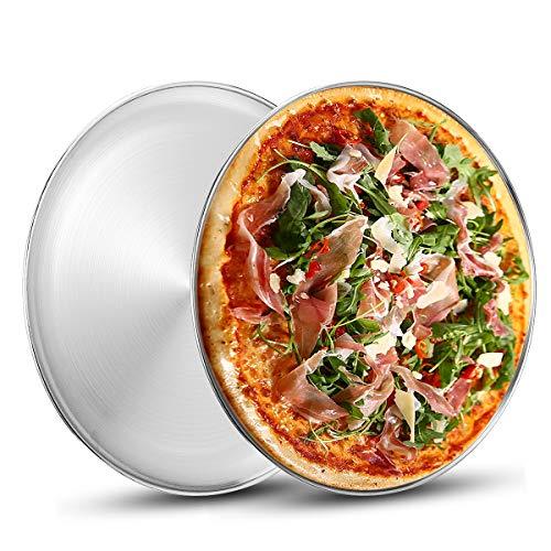 Deedro Stainless Steel Pizza Pan 13½ inch Round Pizza Tray Pizza Baking Sheet, Healthy Pizza Baking Pan Pizza Serving Tray Crisper Pan, Dishwasher Safe, 2 Pack - CookCave