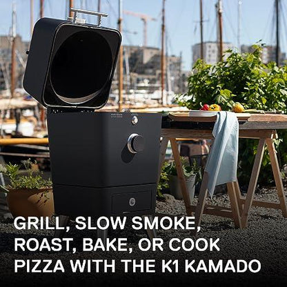 Everdure K1 Kamado Smoker Grill – Grill, Slow Smoke, Roast, Bake, or Make Pizza – Premium Outdoor Charcoal Grill with Large Cooking Surface, Create Flavorful, Smoky, Tender Results, Cover Included - CookCave