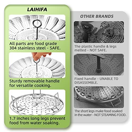 Steamer Basket, Premium Stainless Steel Vegetable Steamer Basket for Veggies & Seafood Cooking, Expandable Food Steaming Basket Fits for Various Size Pots & Pans (6.4" to 10") LAIHIFA - CookCave