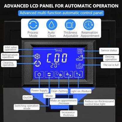 Garvee Commercial Ice Maker Machine, Freestanding Nugget Ice Maker with 2 Water Inlet Modes, 100Lbs/24h, 50Pcs/Cycle, 33lbs Storage Bin, Ice Maker Machine for Home Bar, Coffee Shop, Business - CookCave