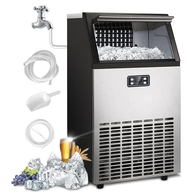 Undercounter Ice Maker Machine Commercial, Built in Nugget Ice Cubes 100 LBS/24H with 33LBS Large-Capacity, Freestanding|Countertop Crushed Ice Machine for Commercial Use Bar Coffee Restaurant Office - CookCave