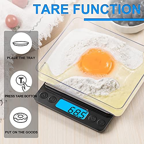 YONCON 3000g Digital Kitchen Food Scale with 0.1g Accuracy, Tare Function, and LCD Display - For Cooking, Baking, and Jewelry - CookCave