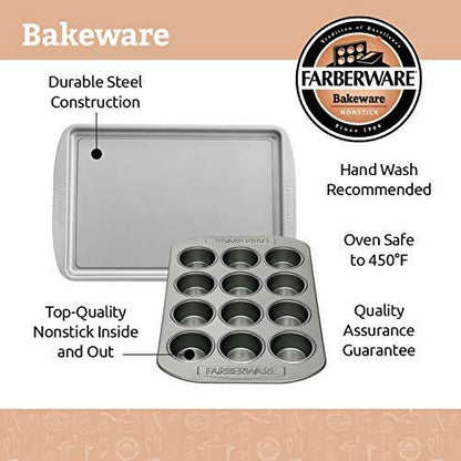 Farberware Nonstick Bakeware Set, Nonstick Cookie Sheets / Baking Sheets - 2 Piece, Gray - CookCave