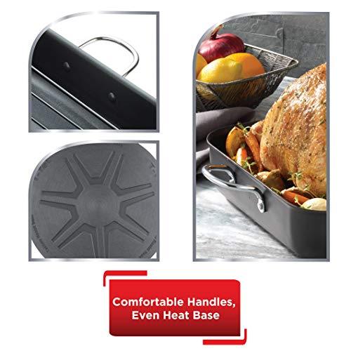 T-fal Ultimate Hard Anodized Nonstick Roasting Pan 16 Inchx13 Inch Roaster Pan, Pots and Pans, Cookware Black - CookCave