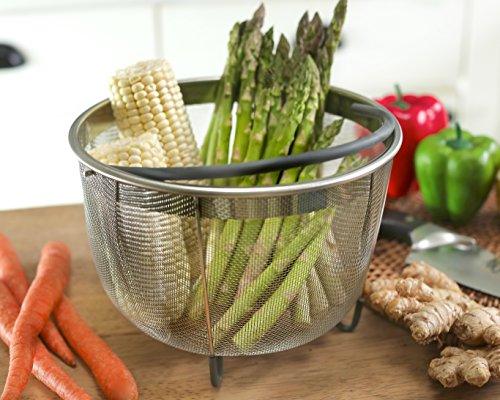 The Original Hatrigo Steamer Basket for Pressure Cooker Accessories 6qt [3qt 8qt avail] Compatible with Instant Pot Accessories 6 qt, Ninja Foodi, Other Pressure Cookers, Silicone Handle, IP 6 Quart - CookCave