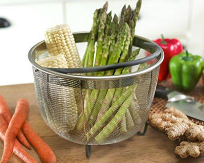 The Original Hatrigo Steamer Basket for Pressure Cooker Accessories 6qt [3qt 8qt avail] Compatible with Instant Pot Accessories 6 qt, Ninja Foodi, Other Pressure Cookers, Silicone Handle, IP 6 Quart - CookCave