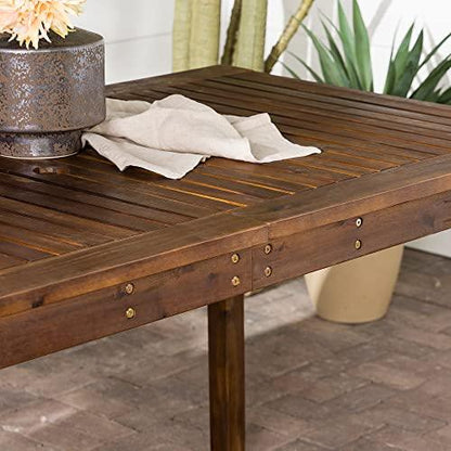 Walker Edison Dominica Contemporary Slatted Outdoor Dining Table, 34 Inch, Dark Brown - CookCave