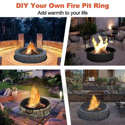 Koutemie Outdoor Fire Pit Ring Liner 40-Inch Outer/36-Inch Inner Diameter, Heavy Duty Solid Metal Steel Round Firepit Rim Insert for Outside DIY Campfire Ring Above or In-Ground, Black - CookCave