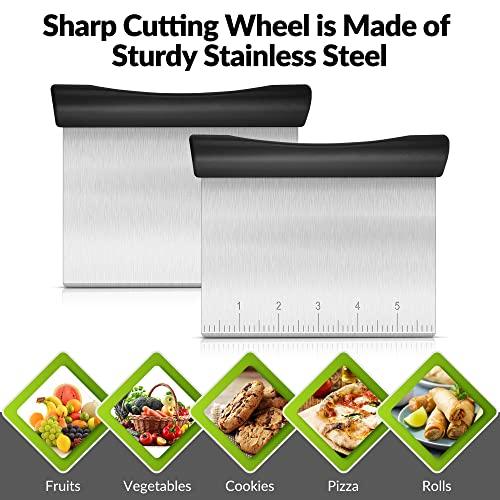 Rainspire Bench Scraper, Stainless Steel Dough Scraper, Pastry Scraper, Pizza and Dough Cutter Multi-Purpose Scraper/Chopper, Pizza Cutter Food Chopper Baking Supplies Kitchen Gadgets, Black - CookCave