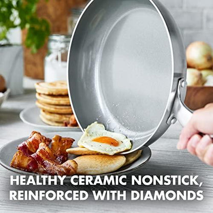 GreenPan Chatham Tri-Ply Stainless Steel Healthy Ceramic Nonstick 3.75QT Saute Pan Jumbo Cooker with Lid, PFAS-Free, Multi Clad, Induction, Dishwasher Safe, Oven Safe, Silver - CookCave