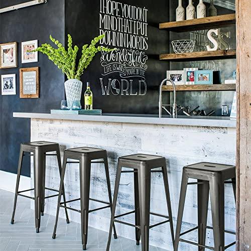 Topeakmart Metal Bar Stools 30 inches Set of 4 High Backless Counter Bar Stool Heavy Duty Indoor-Outdoor Stackable Chairs - CookCave