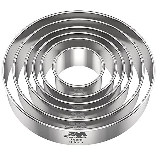 M JNGMEI 6 Pieces Stainless Steel Cookie Biscuit Cutter Set 2'', 3'',3.5'', 4'',5''and6'' Biscuit Plain Edge Round Cutters large Sizes Shape Molds Ranging from 2-6 Inches Multiple Sizes - CookCave