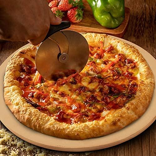 AUGOSTA Round Pizza Stone for Oven and Grill, Free Pizza Peel Paddle, Durable and Safe Baking Stone for Grill, Thermal Shock Resistant Cooking Stone, 13 Inch - CookCave