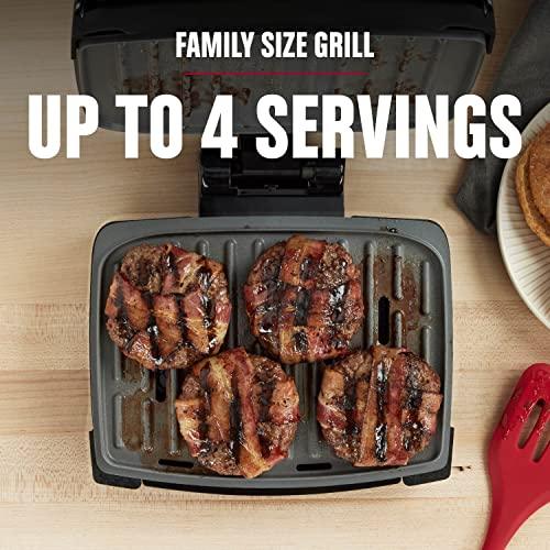 George Foreman® Fully Submersible™ Grill, NEW Dishwasher Safe, Wash the Entire Grill, Easy-to-Clean Nonstick, Black/Grey - CookCave