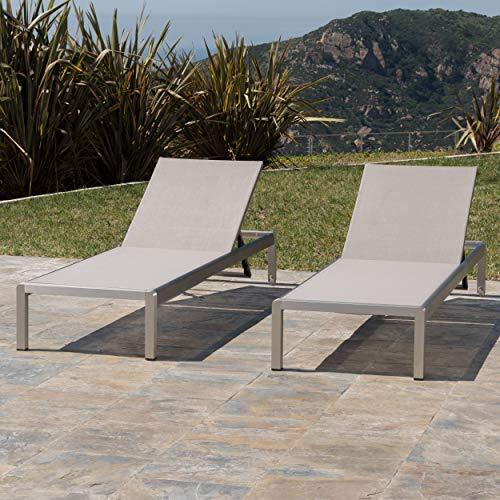 Christopher Knight Home Outdoor Aluminum Chaise Lounge, Set of 2, Grey - CookCave