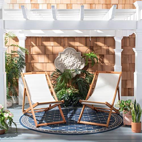 Safavieh PAT7040E-SET2 Outdoor Loren Brown (Set of 2) Sling Chair, Natural/Beige - CookCave