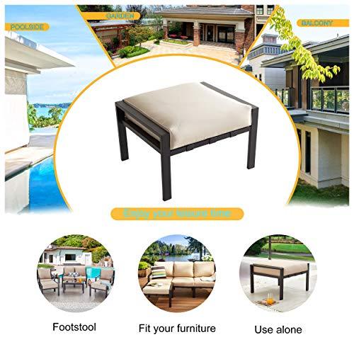 LOKATSE HOME Outdoor Ottoman Patio Footstool Small Seat Furniture with Soft Thick Cushion for Garden Yard Deck Poolside - CookCave