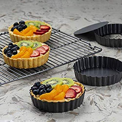 Gutsdoor Mini Tart Pan 4 Inch with Removable Bottom Quiche Pan Nonstick Round Quiche Pie Pan Set of 6 - CookCave