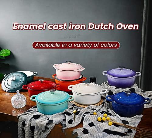 EDGING CASTING Dutch Ovens Enameled Cast Iron Covered 5.5 Quart Dutch Oven with Dual Handle for Bread Baking, White - CookCave