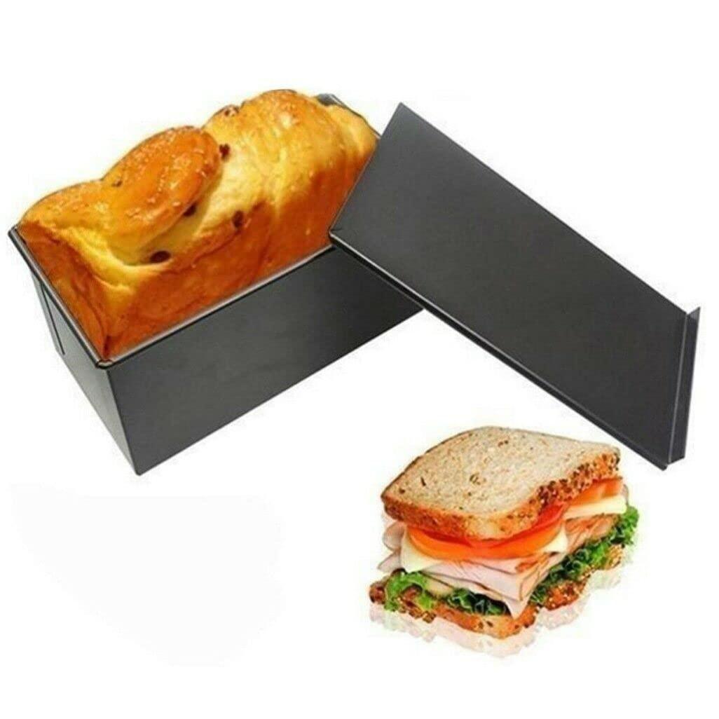 Luxshiny Pullman Baking Pan Bread Tin Loaf Pan With Lid Black Loaf Pan Non- Stick Loaf Pan Toast Bread Bakeware Bread Toast For Oven Baking 750g Pullman Baking Pan Bread Baking Tray - CookCave
