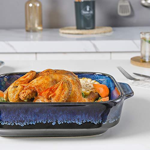 KOOV Ceramic Bakeware, 8x8 Baking Dish, Square Baking Pan, Ceramic Baking Dish, Brownie Pans for Cake Dinner, Kitchen, Reactive Glaze (Nebula Blue) - CookCave
