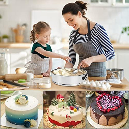 Stainless Steel Springform Pan Set,7" 10" Nonstick Leakproof Baking Cake Pan Set,Round Bakeware Cheesecake Pan with Removable Bottoms and 20pcs Parchment Paper Liners for Instant Pot and Oven - CookCave