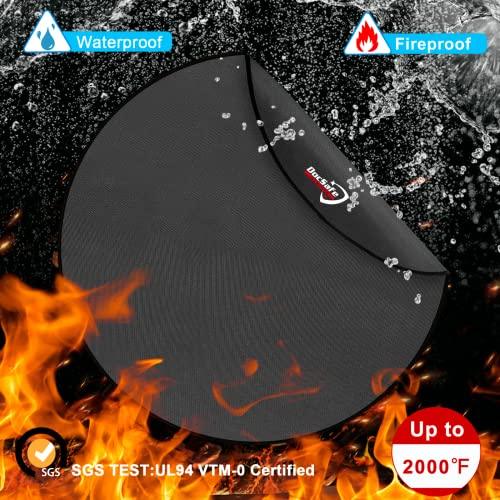 DocSafe 38" Round Under Grill Mat,4 Layers Fire Pit Mat Protect Mat,Fireproof Mat Fire Pit Pad for Deck Patio Grass Outdoor Wood Burning Fire Pit and BBQ Smoker,Portable Reusable and Waterproof,Black - CookCave