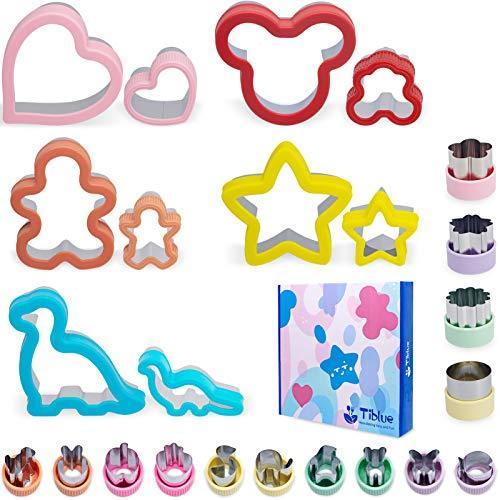 Sandwich Cutters Set 24 for Kids, Holiday Heart Shaped Cookie Cutters Vegetable Fruit Cutter Shape for Boys & Girls with Micky Mouse, Dinosaur, Star, Gingerbread Man Shapes-Food Grade Stainless Steel - CookCave