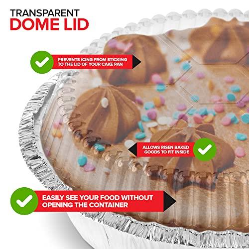 Stock Your Home 9" Round Aluminum Foil Pans with Lids (40 Pack) Pie Tins Disposable 9 Inch with Lid, To-Go Containers for Pies, Cheesecake, Cinnamon Rolls, Flan, 2" Deep Dish Cake Pan for Holidays - CookCave