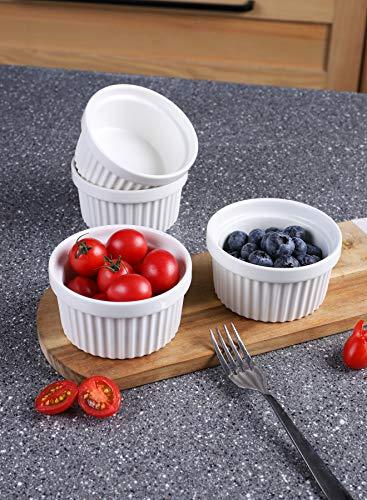 Sweese 501.401 Porcelain Souffle Dishes, Ramekins for Baking - 8 Ounce for Souffle, Creme Brulee - Set of 4, White - CookCave